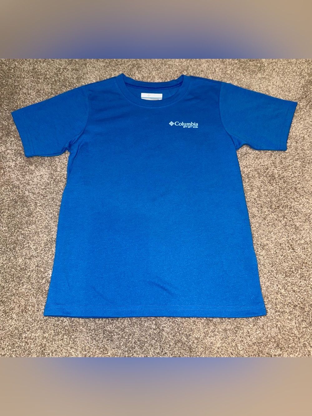 NWOT- Columbia PFG Boy’s Git Fishin’ Dog Fishing Graphic Blue T-Shirt | Size: S